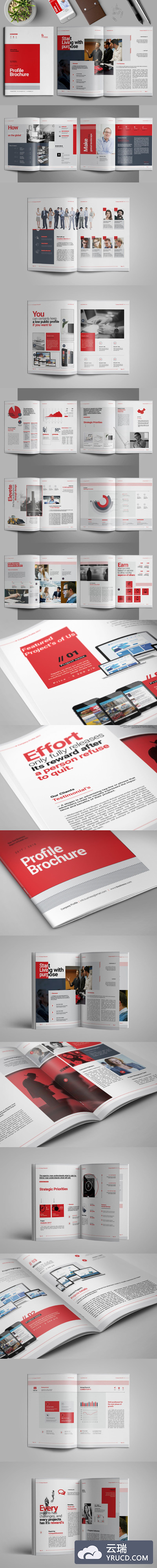 多用途的时尚商务画册企业简介楼书品牌手册杂志设计模板