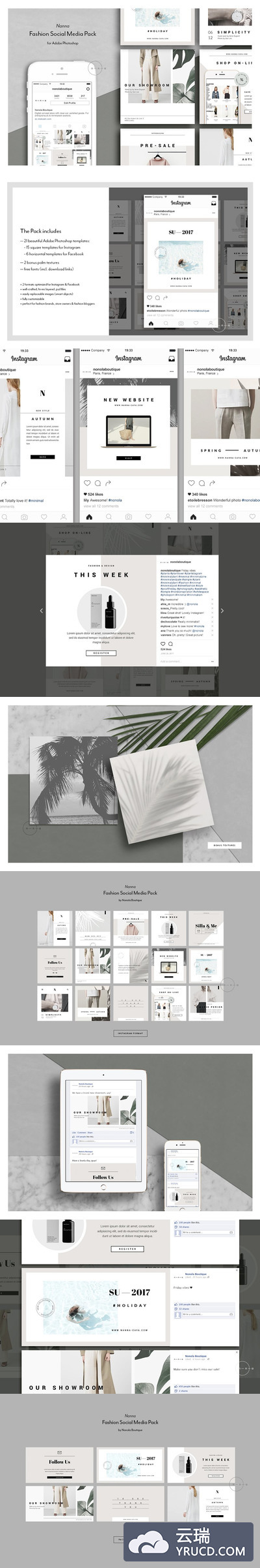 时尚的服饰社交广告banner模板 Fashion Social Media Pack • Nanna