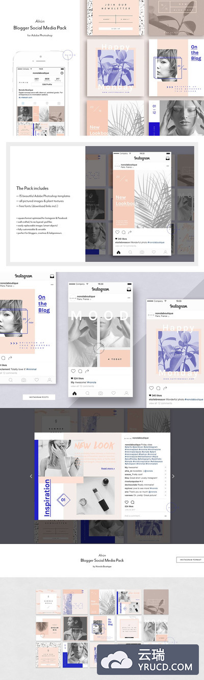 时尚个性的社交广告模板 Social Media Pack • Alrún