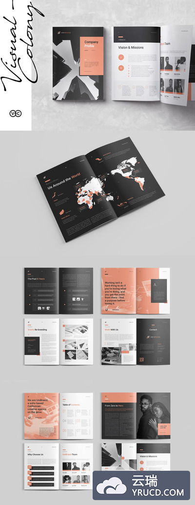 非常高端时尚的企业形象手册画册楼书杂志设计模板（indd）