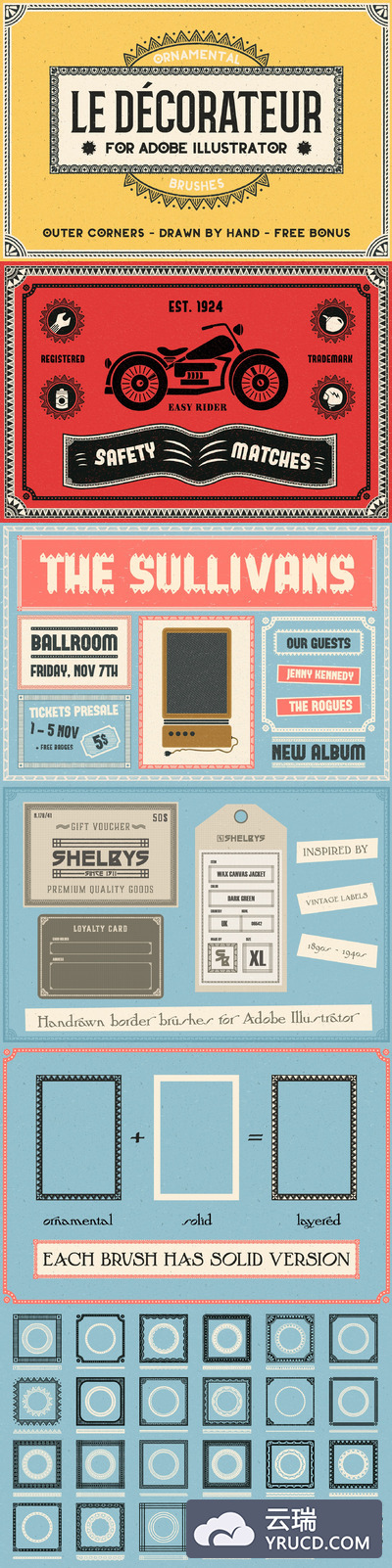 复古手绘Ai笔刷 Le Decorateur Ornamental Brushes