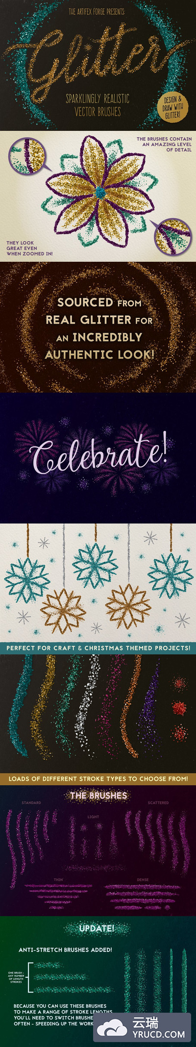 闪光的金粉笔刷 Glitter Brushes