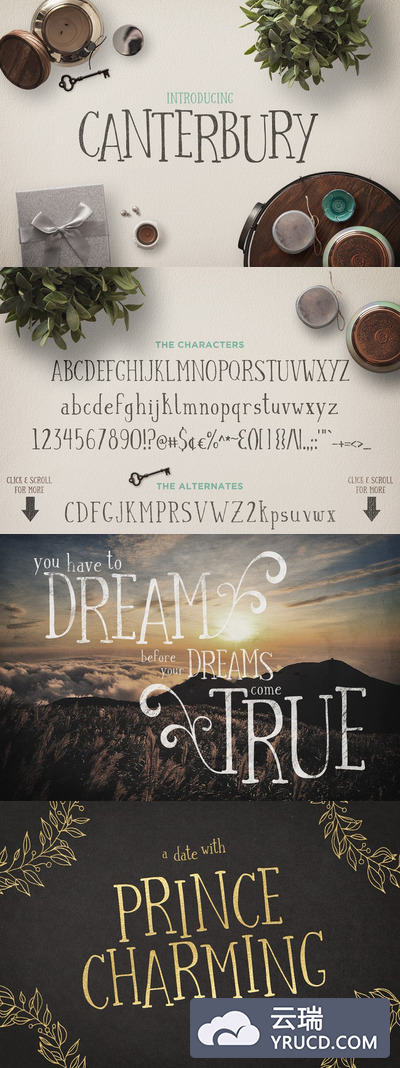 有趣的字体下载 Canterbury + Bonus Mockups