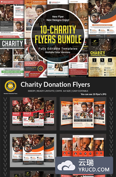 慈善传单海报模板套装 Charity Flyers Bundle