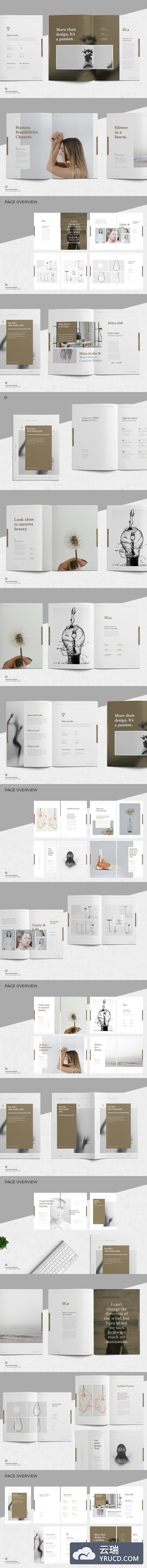 高品质的高端时尚品牌手册画册楼书杂志设计模板（indd）