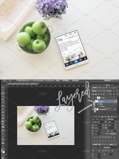 厨房场景iPad平板样机 Kitchen Tablet Mockup | PSD included