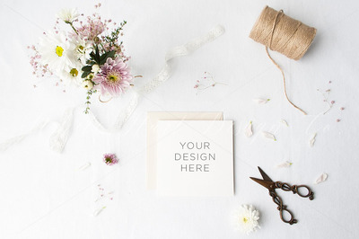 婚礼文具花卉样机 Stationery floral mock-up - Weddings