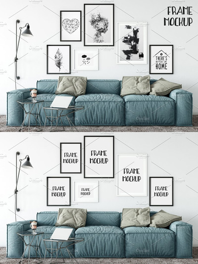 室内环境的画框样机 Scandi Interior Frame Mockup - 11