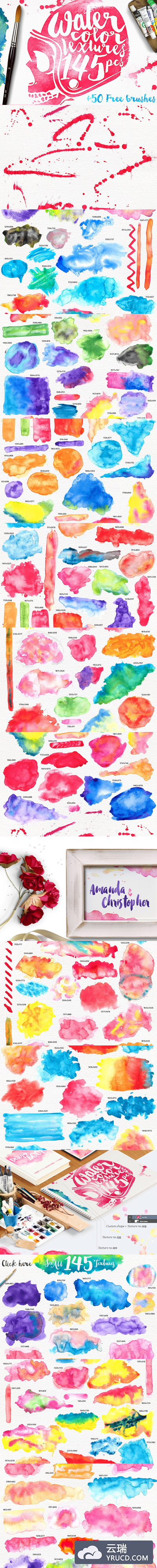 高品质的手绘水彩水粉风格纹理底纹背景集合