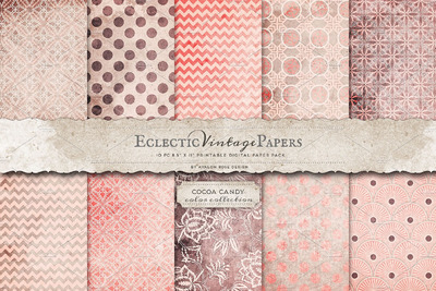 可可包装纸纹理背景素材 Printable Papers - Cocoa Candy