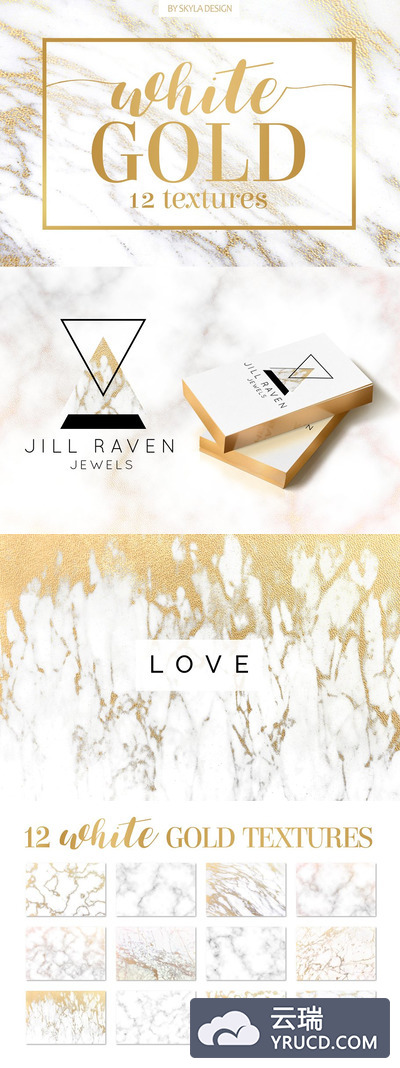 金色白色大理石背景纹理素材 White gold marble texture background