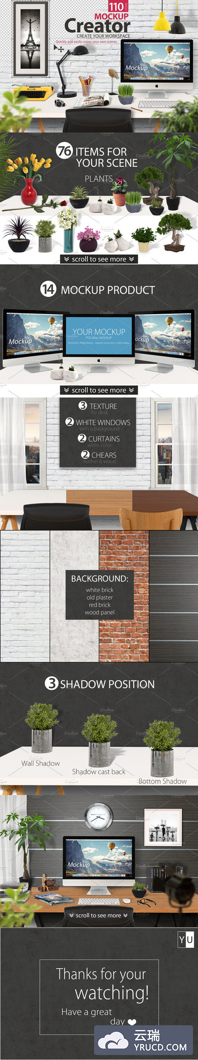 电脑工作桌面创意场景广告素材 Desktop Scene Creator