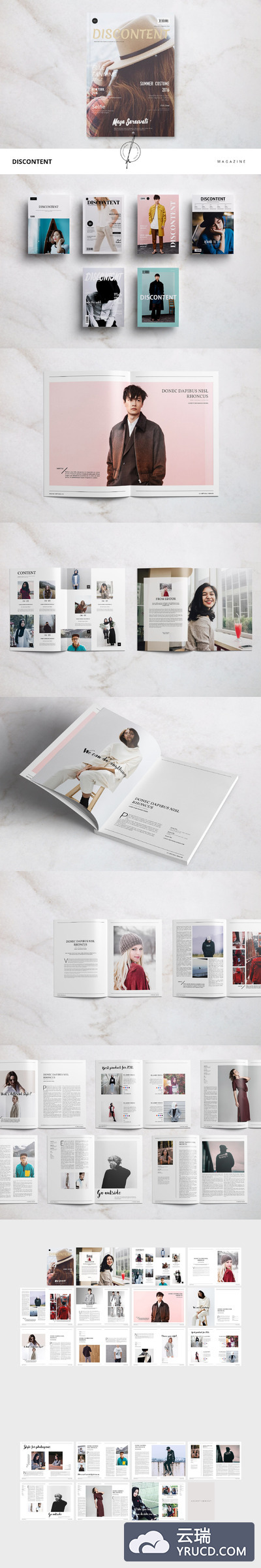 精装图片杂志设计模板indd Discontent Magazine