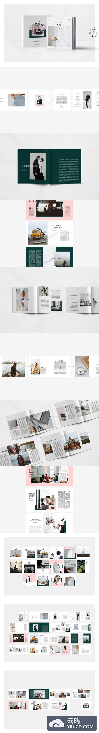 漂亮时尚的方形杂志画册模板 Emily Magazine