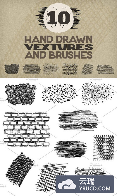 10个手绘纹理素材笔刷 10 Hand Drawn Vextures and Brushes