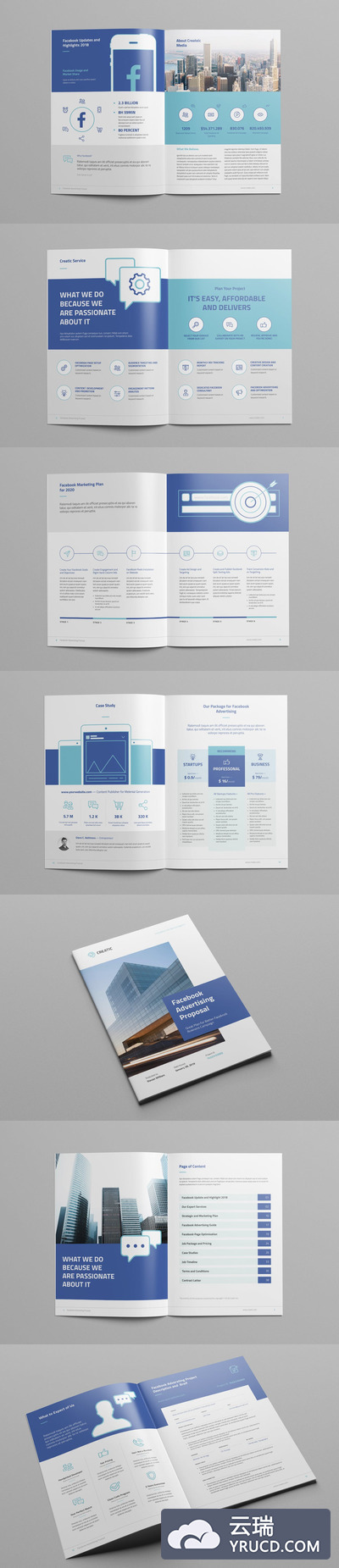 Facebook广告提案楼书画册品牌手册杂志设计模板（indd）