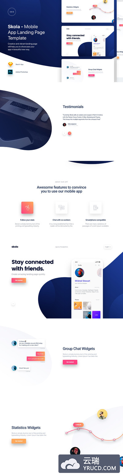 高品质的高端时尚APP着陆页bannner设计模板
