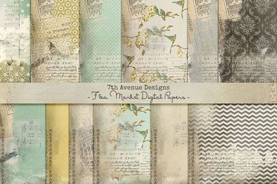 跳蚤市场怀旧数字论文经典素材 Flea Market Digital Papers