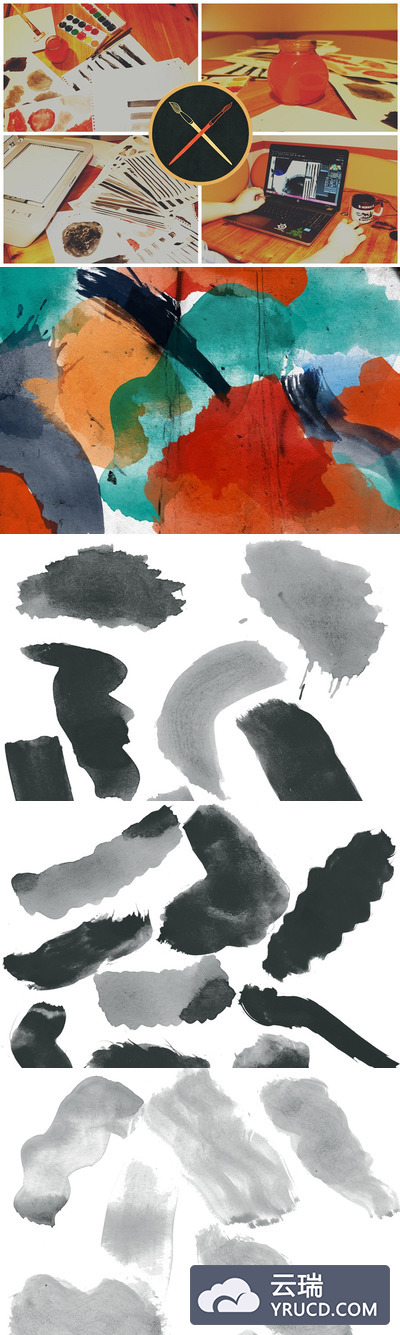 手绘水彩笔刷 150 Handcrafted Watercolor Brushes