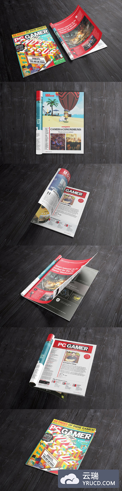 A5尺寸的杂志画册模板样机 A5 Magazine Mockups v.1