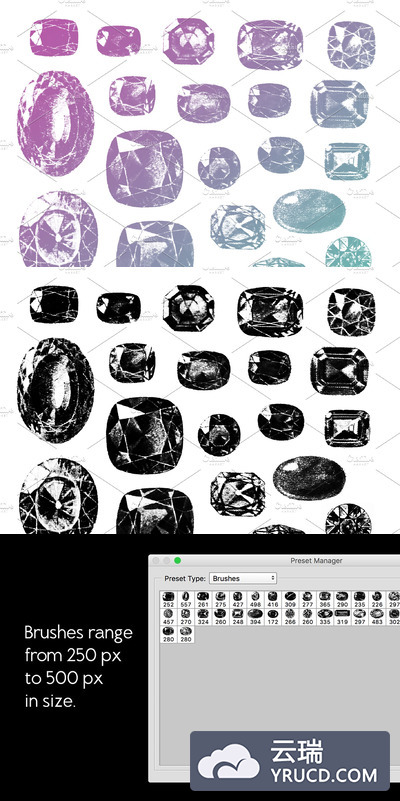 30复古宝石PS笔刷 30 Vintage Gemstone PS Brushes