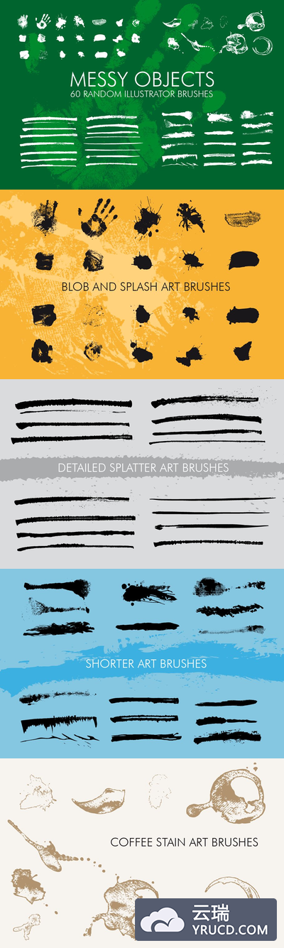 60个随机的Ai笔刷 60 Messy Illustrator Brushes