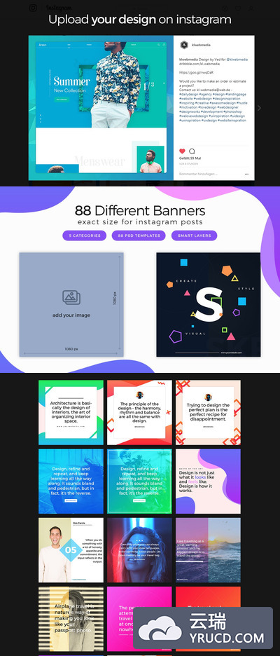 Instagram | 时尚社交媒体帖子模板横幅套件美丽图像作品
