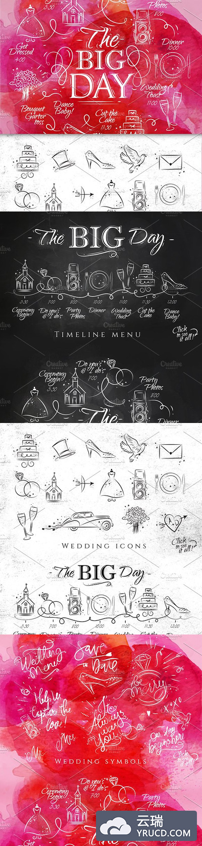 婚礼简约手绘图形 Wedding Set