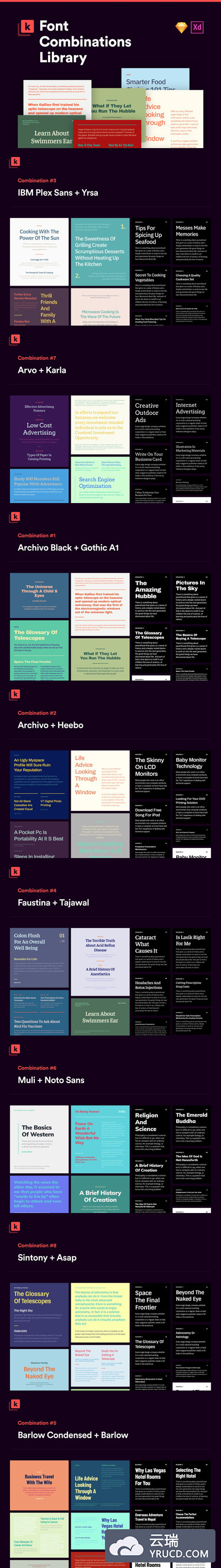 8种不同的字体组合库