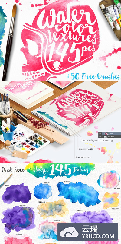 145个自然的水彩泼墨纹理 145 Watercolor Textures