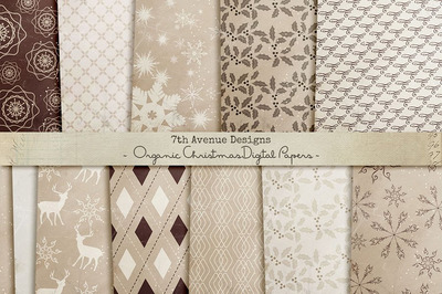 原始的圣诞背景纹理纸张 Organic Christmas Digital Papers