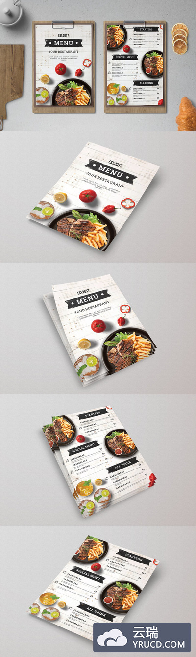 实用的餐饮行业菜单菜谱海报传单DM设计模板