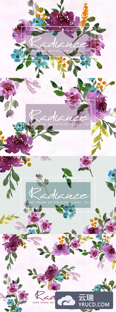 光辉水彩花卉素材 Radiance-Watercolor Clip Art