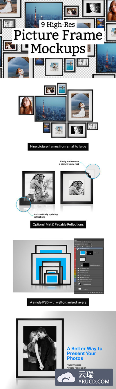 9个画框展示样机 9 Picture Frame Mockups
