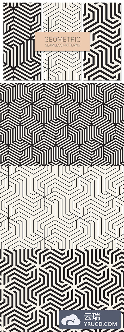 几何无缝背景纹理素材 Geometric Seamless Patterns Set 15