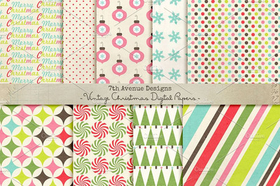 复古圣诞纸张背景纹理素材 Vintage Christmas Digital Papers