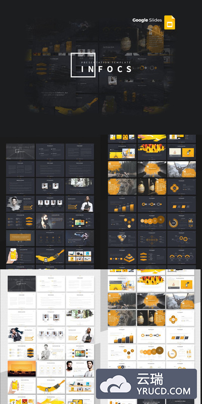 高端时尚的Google Slide幻灯片powerpoint演示模版（PPTX）