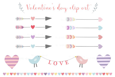 可爱的爱心箭头图形素材 Arrows and hearts love clip art