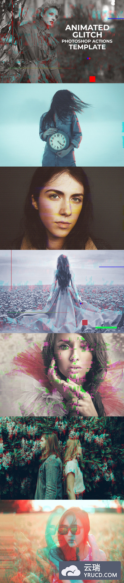 特效PS动作下载 Gif Glitch Animated Photoshop Action