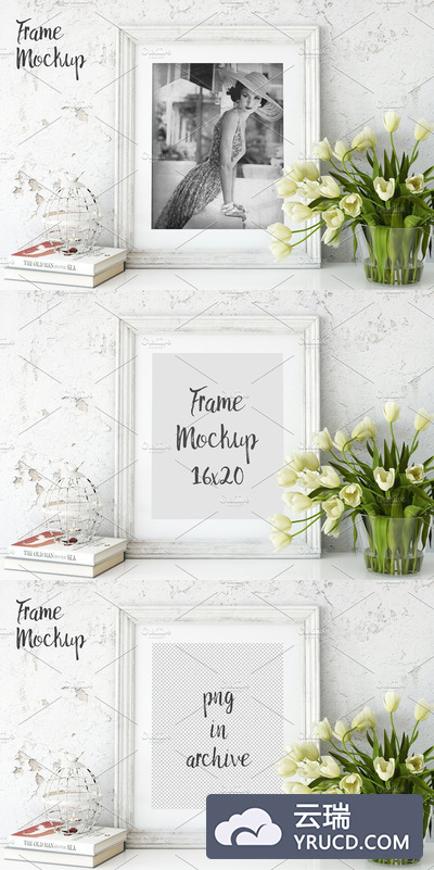 经典的室内相框素材样机 Vintage Interior Frame Mockup - 02