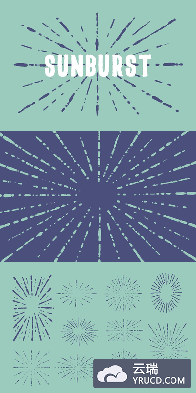 发射状的图形素材 10 Sunbursts