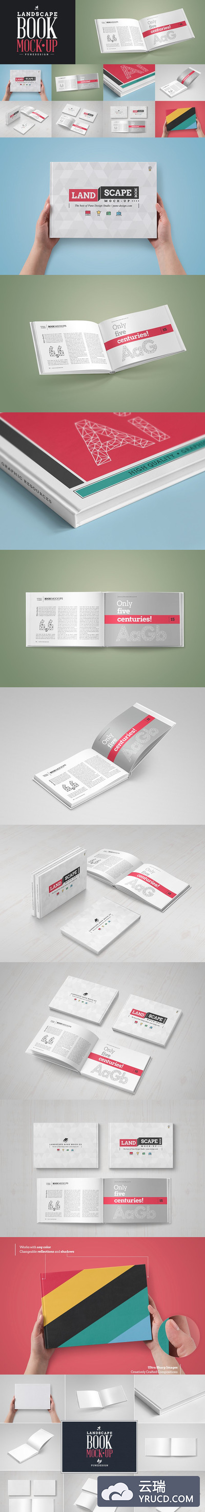 横版风景介绍画册设计展示样机 Landscape Book Mock-Ups