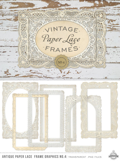 蕾丝复古纹理素材 Vintage Paper Lace Frames No. 4