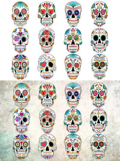 墨西哥骷髅图形素材 Sugar Skulls Vector & PNG Pack