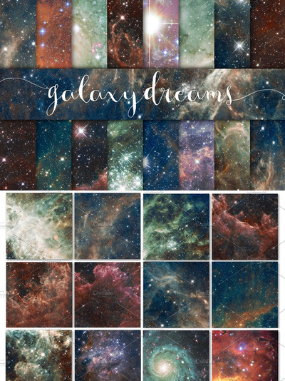 银河梦幻数码背景纹理素材 Galaxy Dreams Digital Paper