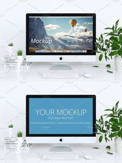 清新的iMac样机 iMac Mockup (white - 01)