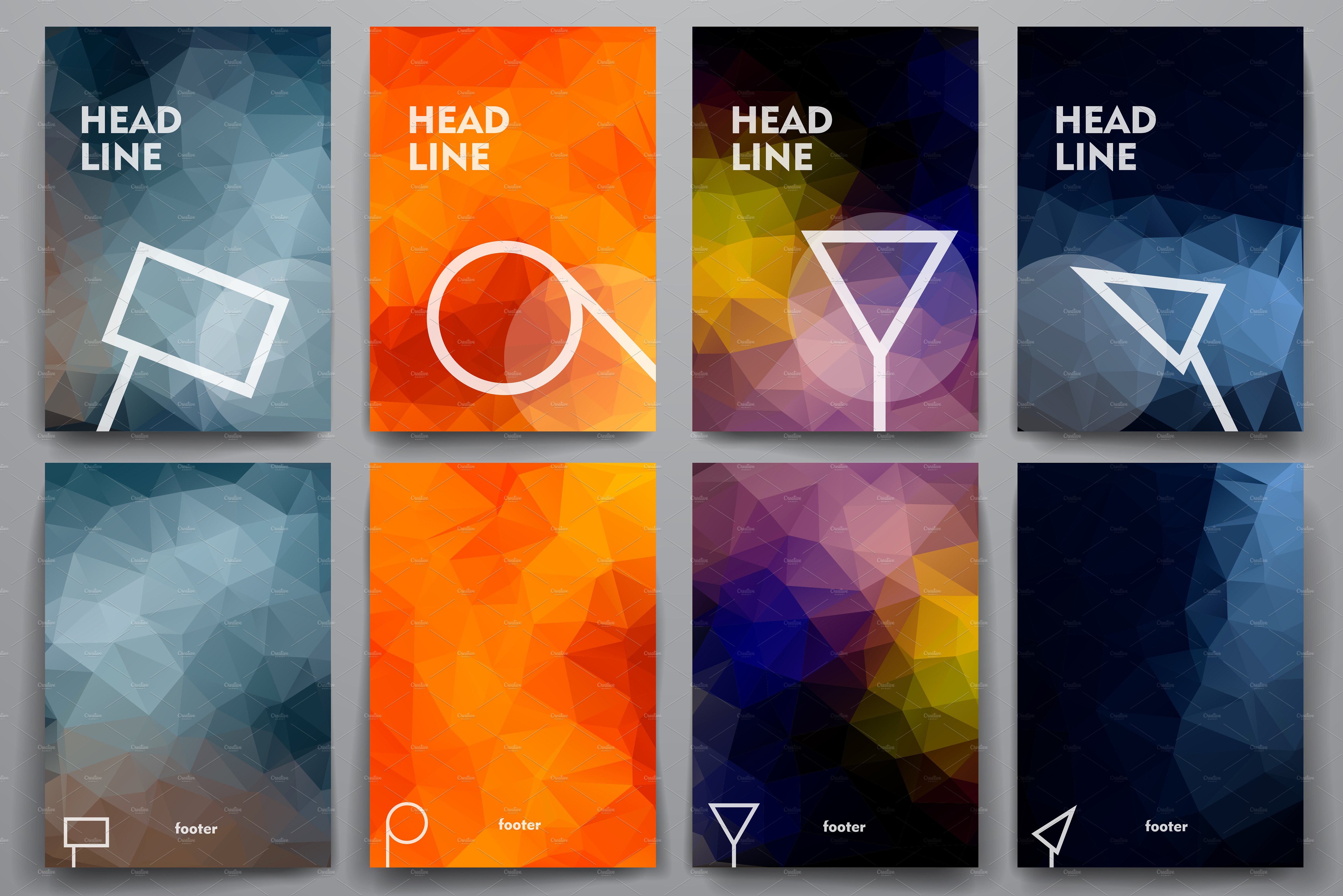 多彩的多边形画册样式 Colorful brochures in poli style