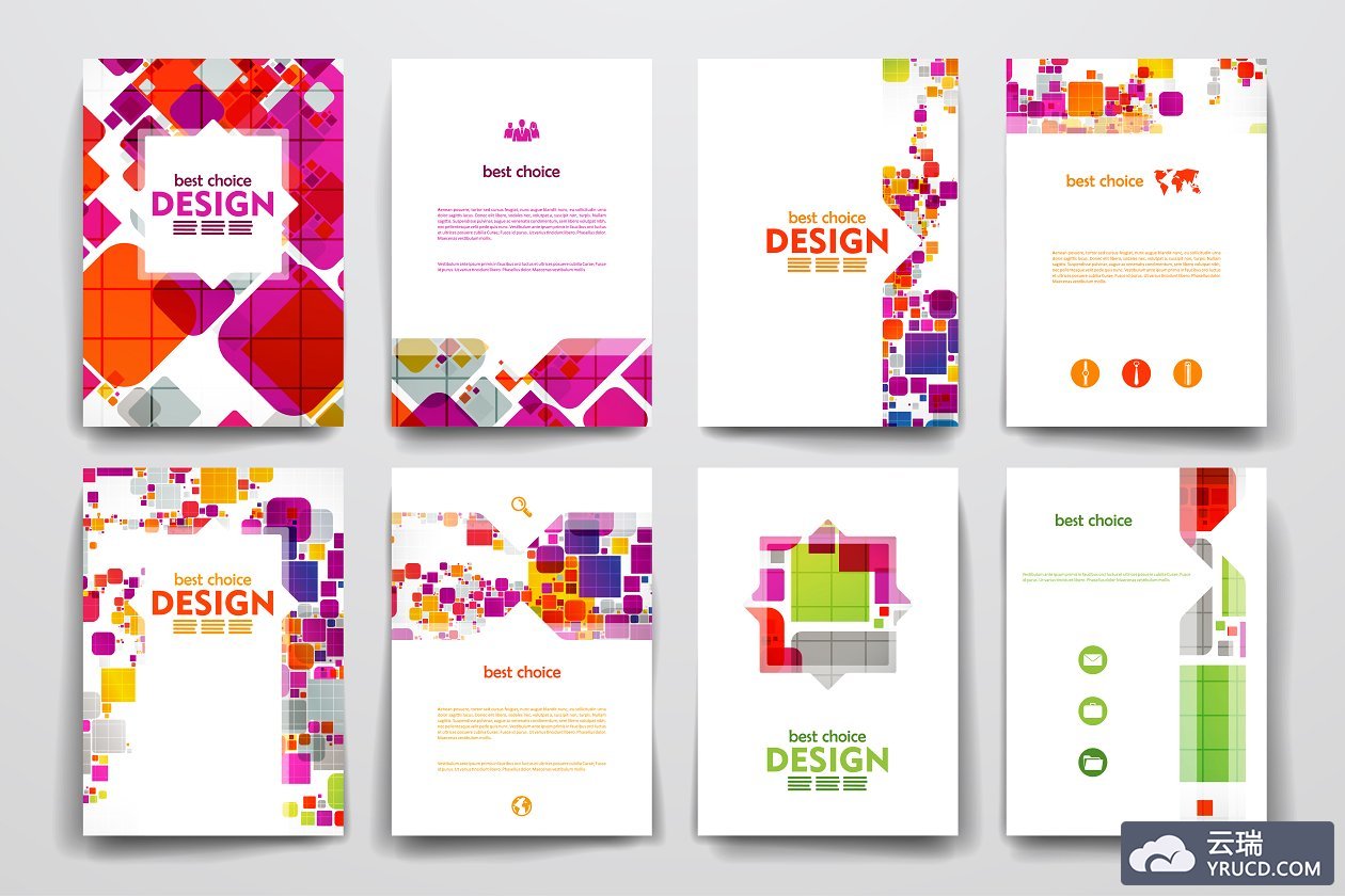 抽象多彩的画册模板 Set of Abstract Brochures