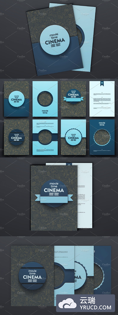电影院画册模板 Cinema brochures. Doodle backgrounds