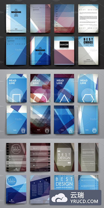 漂亮简约的图形画册模板 Set of Beautiful Brochures